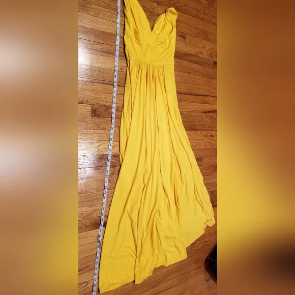 S.L. Fashions Yellow Summer Maxi Dress Size Medium - Picture 7 of 14
